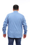 Men's Large Size Indigo Cotton Button Collar Pocket Long Sleeve Shirt (8065) - 3