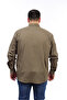 Men's Plus Size Dark Khaki Cotton Button Collar Pocket Long Sleeve Shirt (494) - 3