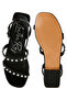 Women Studded Ankle Strap Flat Sandals in Black - 5