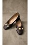Women's Brown Leather Ballerinas with Pearl Detail 1cm Byndvb03 - 8