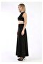 Women's Black Long Mevlana Skirt, Hijab & Daily Elegance, Flexible Diving Fabric - 2