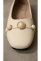 Women's Beige Pearl Detailed Leather Ballerinas 1cm Byndvb03 - 6