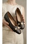 Women's Brown Leather Ballerinas with Pearl Detail 1cm Byndvb03