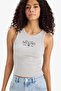 Slim Fit Slim-Fitting Printed Halter Neck Ribbed Camisole Undershirt F6240Ax25Hs - 4