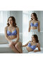 Women's Satin Semi-Shiny Underwire Blue Color Bra Bb2081 - 6