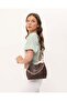 Women's Brown Scarf and Chain Accessory Soft Leather 3 Compartment Handbag and Shoulder Bag - 4