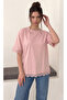Women's Lace Detailed Crew Neck Oversize T-Shirt - 2