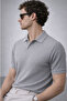 Gray Men's Buttoned Polo Collar Knitwear T-Shirt - Md2042 - 5
