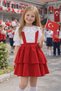 Girl's Red Suspender Skirt Set 5-10 Years Old Stylish Combination 23 April Holiday Outfit - 6