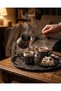 Six-Person Antique Copper Round Wavy Metal Tray - Elegant and Classic Design (35 cm) - 5