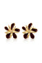 Women's Layered Lily Flower Model Gold Earrings - 5