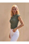 New Product Sleeveless Accessory Detailed Ruffle Fabric Women's Blouse - 3