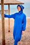 Cobalt Blue Colorful Full Covered Parachute Fabric Hijab Swimsuit - M2404 - 3