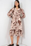 2137 Model Patterned Beige Chiffon Dress - 4