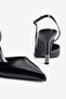 Women's Stiletto Pointed Toe Open Back Heeled Shoes Camellia Black - 4