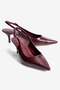 Women's Stiletto Pointed Toe Croco Patterned Open Back Heeled Shoes Torella Claret Red - 2