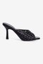 Women's Heeled Shoes Knitted Detailed Heeled Slippers Fressa Black - 3