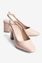 Women's High Heeled Shoes Round Toe Open Back Buckle Cavelle Beige - 2
