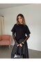 Lace sleeve basic t-shirt - black - 2