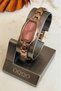 Aris Bronze Brown Cord Minimal Stone Claret Red Dial Women's Wristwatch