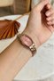 Aris Bronze Brown Cord Minimal Stone Claret Red Dial Women's Wristwatch - 2