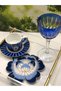 2 Pieces of Blue Rose Embroidered Presentation and Cocktail Napkins 14X13Cm