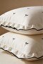 Ruffled 100% Cotton Bow Single Duvet Cover Set - 2