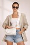 Skin White Hand and Shoulder Bag with Zippered Adjustable Strap