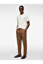 Regular Fit Elastic Waist Buttoned Straight Leg Linen Blend Chino Summer Trousers