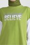 Text Printed Garnished Sweatshirt Tunic 43664 - 4
