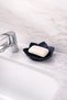 Black Lotus Patterned Bathroom Soap Dish Sponge Holder with Silicone Water Drain - 7