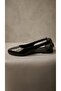 Women's Black Open-Sided Bowknot Wrinkled Patent Leather Ballerinas 1.5cm Byndi̇mj01 - 8