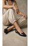 Women's Brown Open-Side Bowknot Wrinkled Patent Leather Ballerinas 1.5cm Byndi̇mj01 - 3
