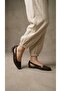 Women's Brown Open-Side Bowknot Wrinkled Patent Leather Ballerinas 1.5cm Byndi̇mj01 - 5