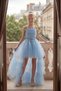 Girl's Strap Blue Chain Detailed Floor Skirt Train Evening Dress 10-15 Years