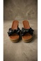 Women's Black Bowknot Platform Slippers 8cm Byndpwrfy01 - 7