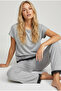 Gray Lace Detailed Crew Neck Knitted Pajama Set