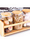 4 Piece Small Glass Spice Set with Bench Stand - 4