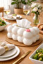 Bubble Design Napkin Holder – Modern Decorative Tabletop Napkin Box (White, with Bow Detail) - 3