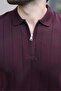 Men's Plum Polo Collar Zipper T-Shirt 6876 - 3