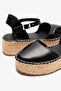Lobo Black Leather Women's Espadrille Sandals - 5