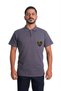 Company-Specific Printed Open-End Polo Collar T-Shirt with Pockets, Smoked