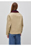Women's Beige 100% Cotton Velvet Collared Buttoned Canvas Jacket - 2