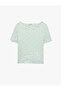 Bürümcük Fabric Slim Fit Short Sleeve Boat Neck Crop T-Shirt - 4