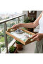 Wajid Handmade Pearlescent Rattan Tray with Handles – Presentation and Decorative Serving Tray (23X33Cm) - 6
