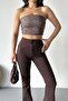 Women's Pensli Flared Jeans Trousers Brown 7021-78 - 3