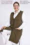 Plus Size Women's Spring and Summer Very Thin Special Knitwear Buttoned Long Tunic Knitted Stone-Studded Mother Vest - 5