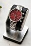 Massa Gray Cord Claret Red Dial Women's Wristwatch