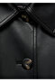Long Leather-Look Belted Trench Coat - 5