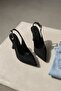 Voli Black Suede Side Buckle (8 cm) Pointed Toe Heeled Shoes - 4